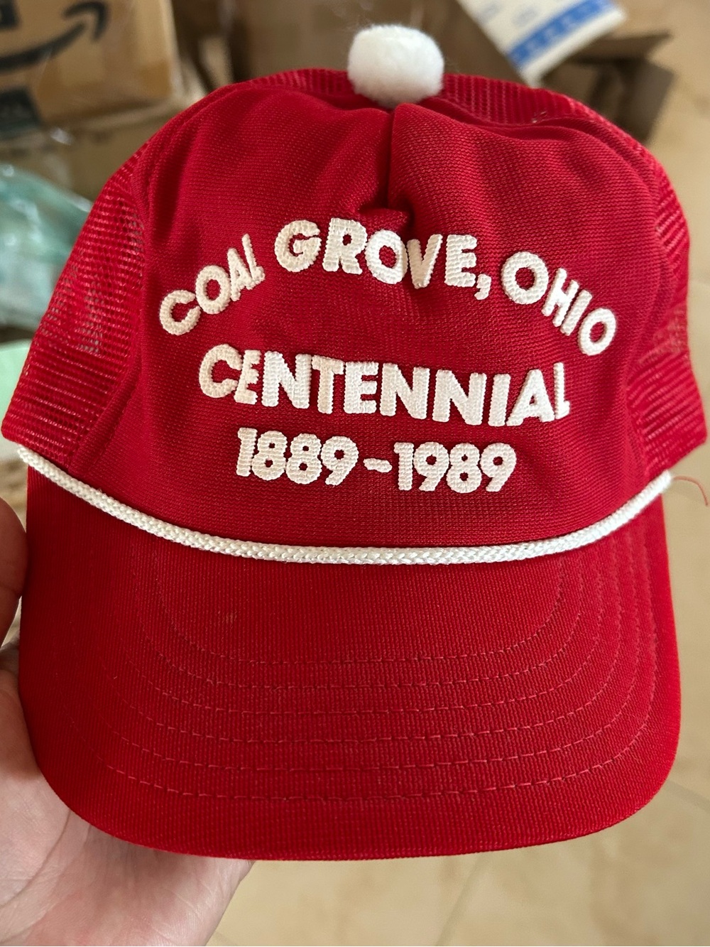True vintage Coal Grove, Ohio Centennial 1889-1989 Red Commemorative Cap #96